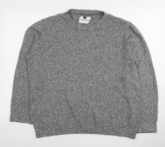 Topman Men's Grey Chunky-Knit Pullover Jumper, L