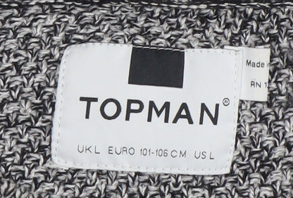 Topman Men's Grey Chunky-Knit Pullover Jumper, L