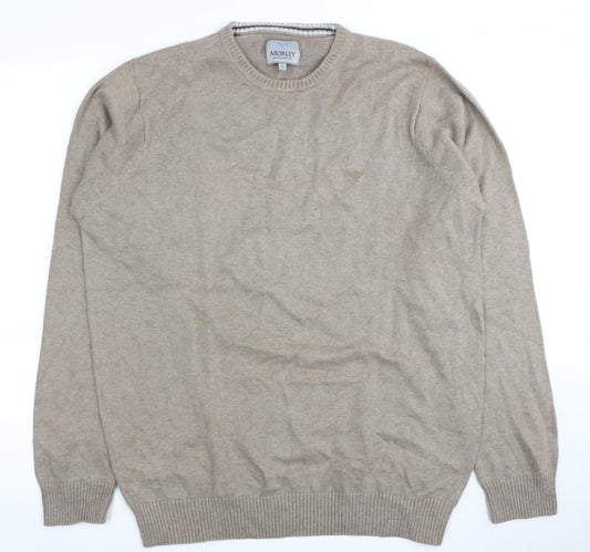 Morley Men's Beige Cotton Pullover Jumper, Size L