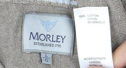 Morley Men's Beige Cotton Pullover Jumper, Size L