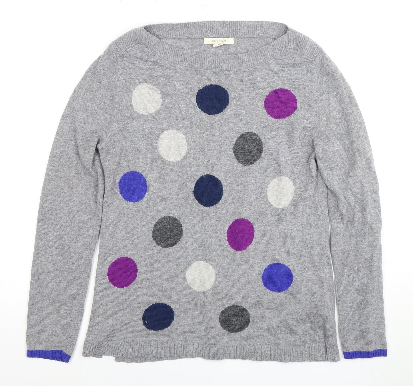 BonJour Women's Grey Polka Dot Wool Jumper Size 8