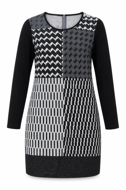 Frank Lyman Women's Black Grey Geometric Dress Size 12