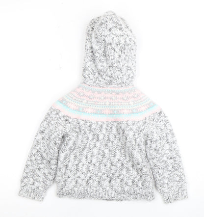 Mini Club Girls Grey Full Zip Hooded Jumper - 2 Years