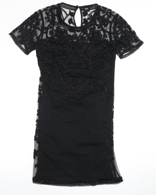 ASOS Women's Black Beaded Sheath Dress Size 10