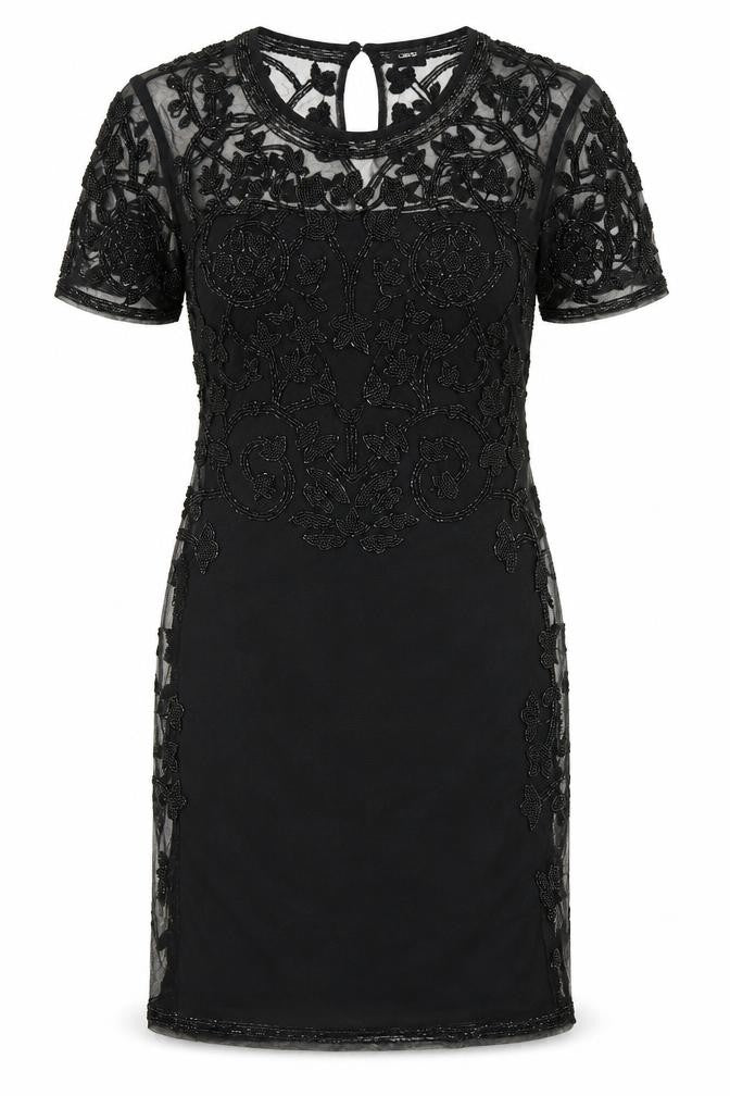ASOS Women's Black Beaded Sheath Dress Size 10