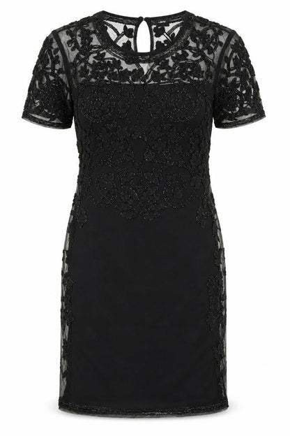 ASOS Women's Black Beaded Sheath Dress Size 10