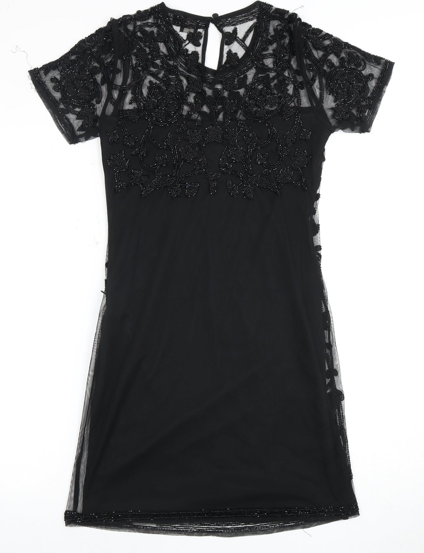ASOS Women's Black Beaded Sheath Dress Size 10