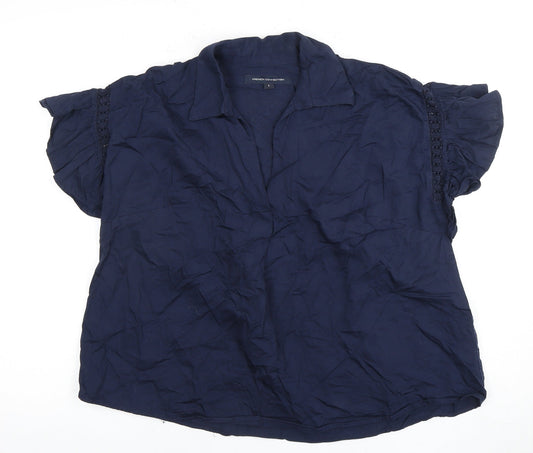 French Connection Women's Blue Crochet Blouse S