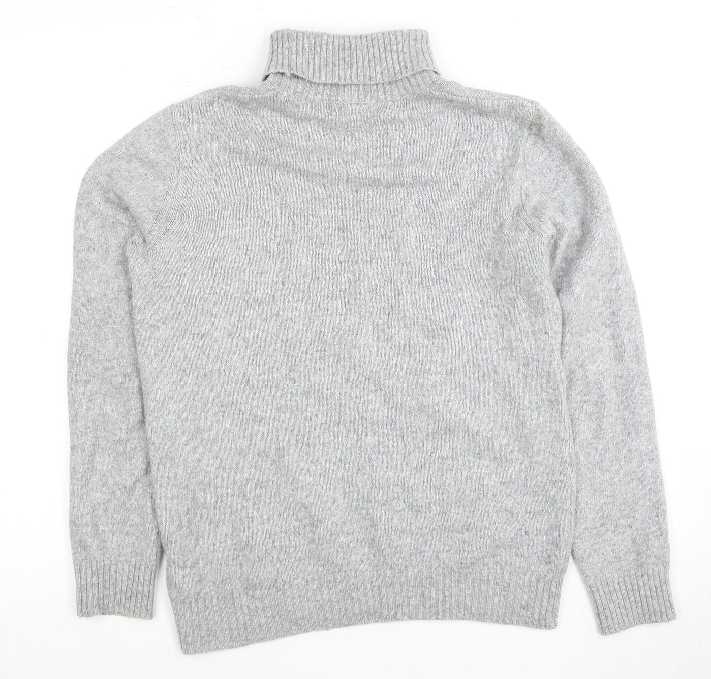 Dressmann Grey Wool Roll Neck Jumper M Unisex