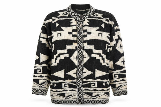 Midnight Blues Women's Black Cardigan Aztec S
