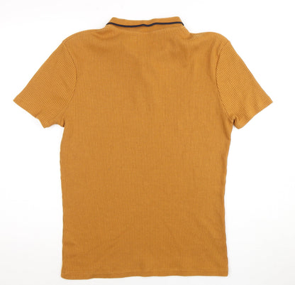 Topman Men's Brown Polo Shirt - Size L - Solid Knit Casual