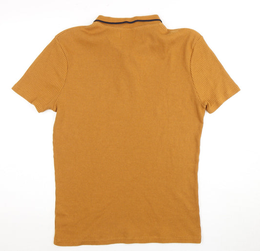 Topman Men's Brown Polo Shirt - Size L - Solid Knit Casual