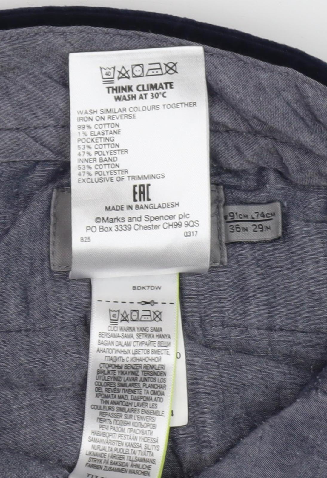 Marks and Spencer Men's Blue Corduroy Trousers 36R