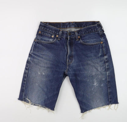 Levi's Men's Blue Denim Shorts 31 Distressed Style