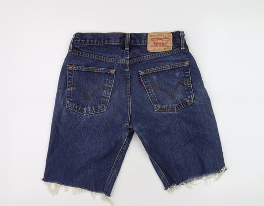 Levi's Men's Blue Denim Shorts 31 Distressed Style