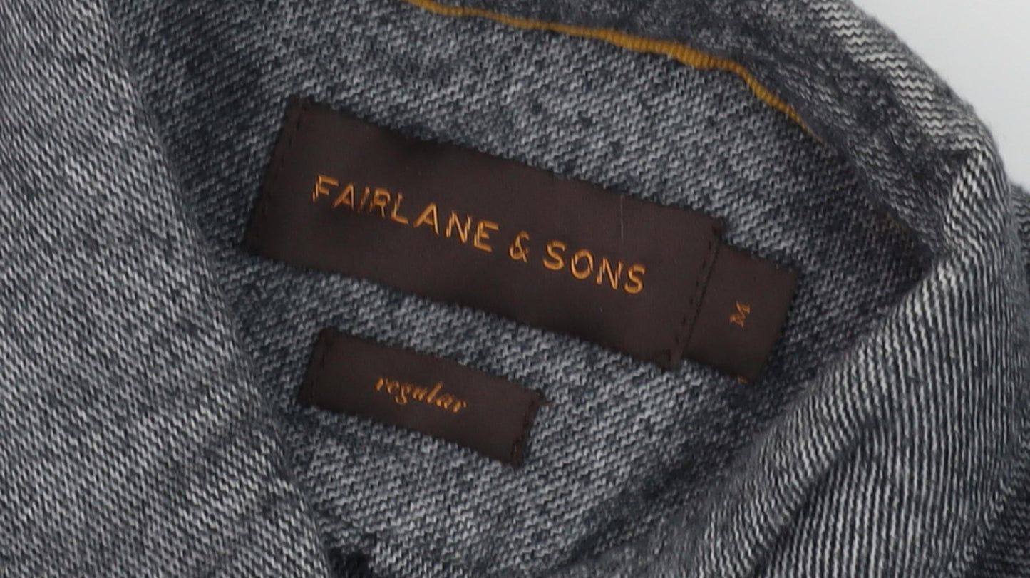 Fairlane & Sons Men's Grey Button-Up Shirt M