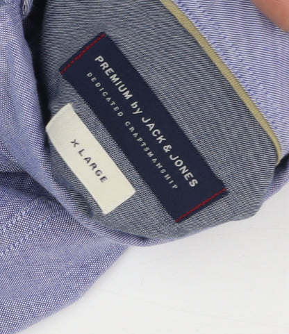 Jack & Jones Mens Blue XL Long Sleeve Button-Up Shirt