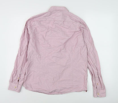 Ted Baker Men's Pink Long Sleeve Button-Up Shirt L