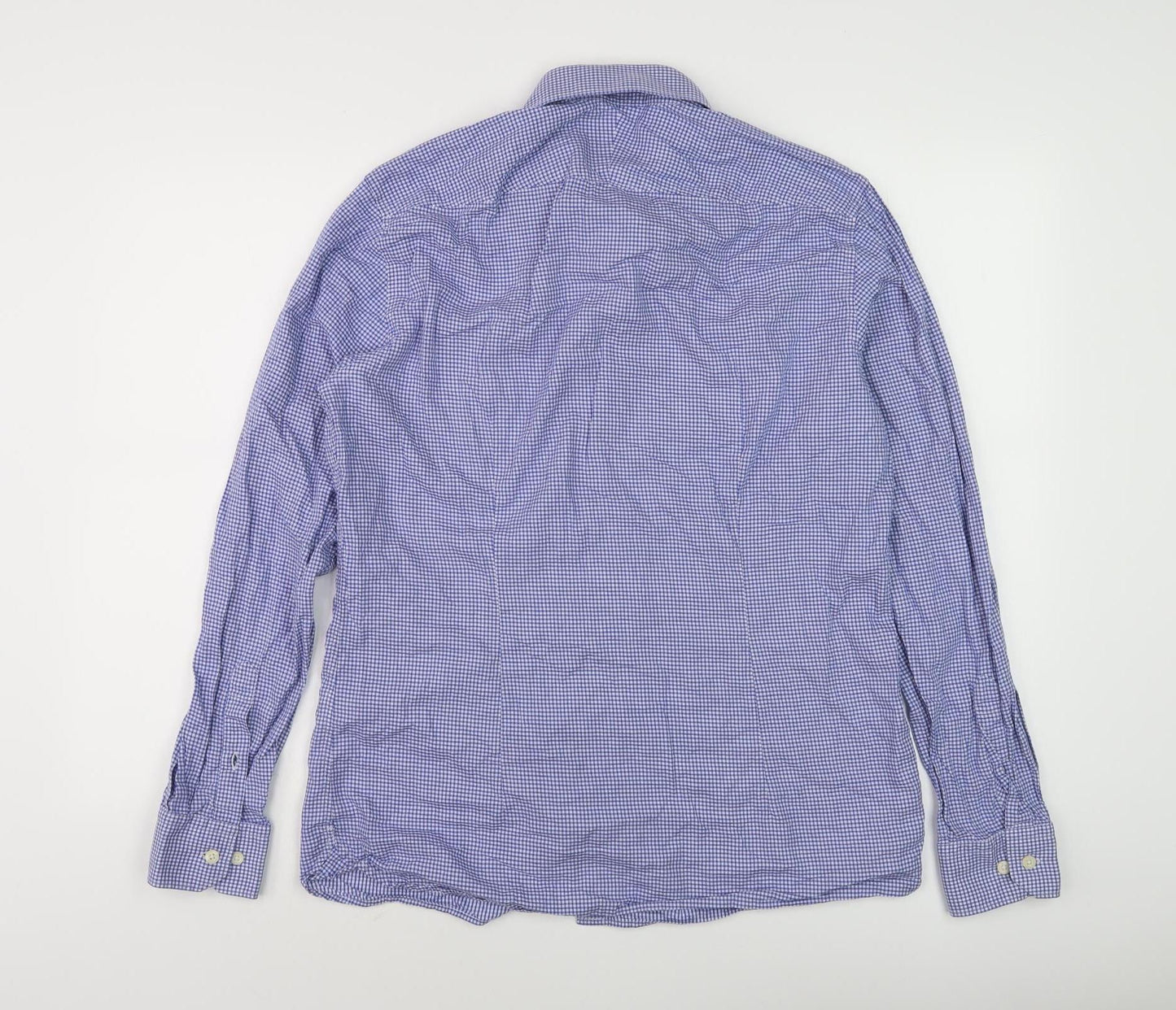 Howick Men's Slim Fit Blue Check Shirt Size 16