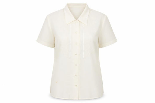 Front view of Marks & Spencer Ivory Collared Button-Up Shirt