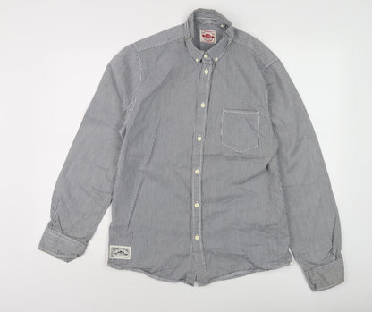 Duffer Men's Blue Striped Long Sleeve Shirt