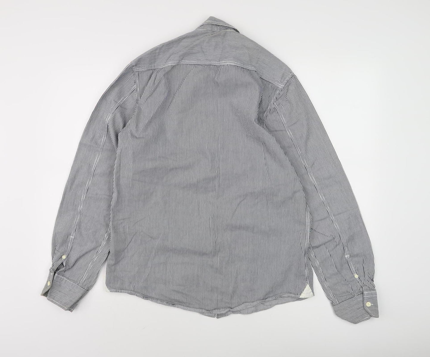 Duffer Men's Blue Striped Long Sleeve Shirt