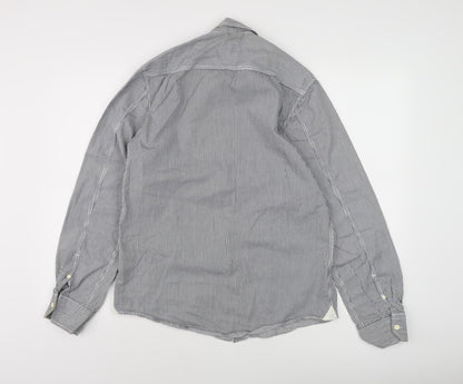 Duffer Men's Blue Striped Long Sleeve Shirt