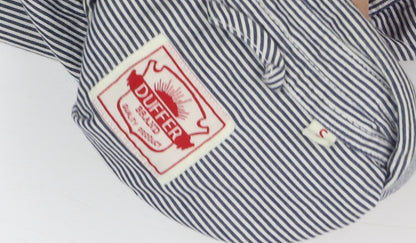 Duffer Men's Blue Striped Long Sleeve Shirt