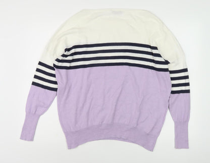 Only & Sons Women's Multicoloured Striped Pullover Jumper L