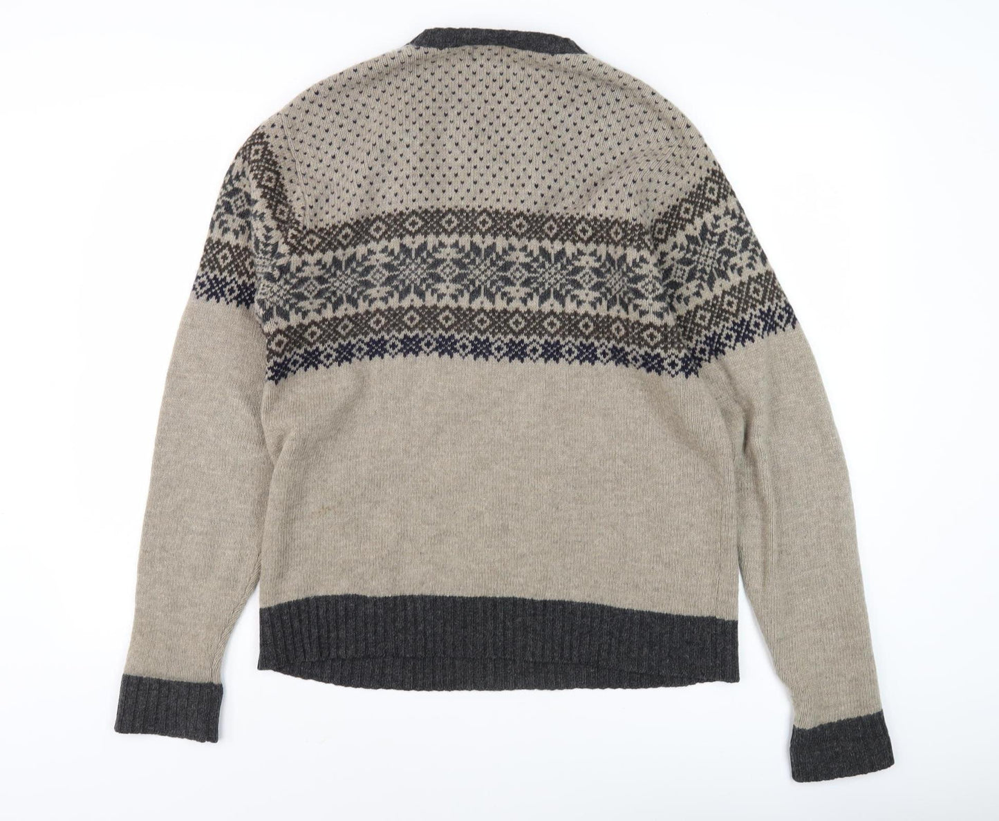 GAP Men's Beige Wool Fair Isle Pullover Jumper M