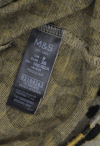 Marks and Spencer Women Brown Animal Print Dress Size 8