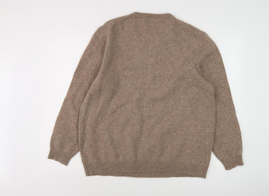 WoolOvers Men's Beige 2XL Lambswool V-Neck Pullover Jumper