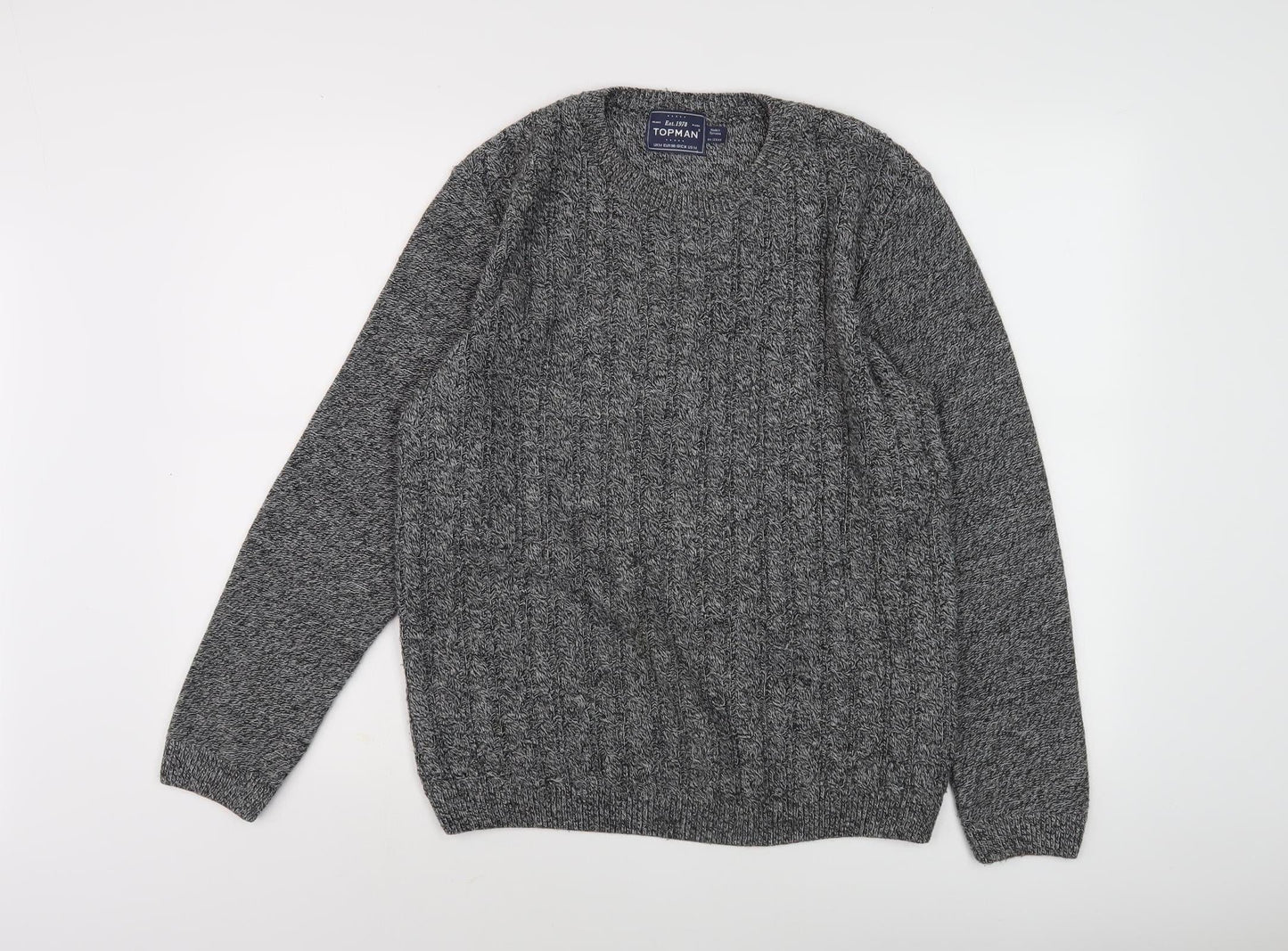 Topman Men's Grey Cable-Knit Pullover Jumper M