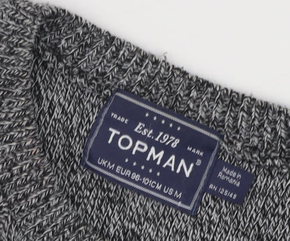 Topman Men's Grey Cable-Knit Pullover Jumper M