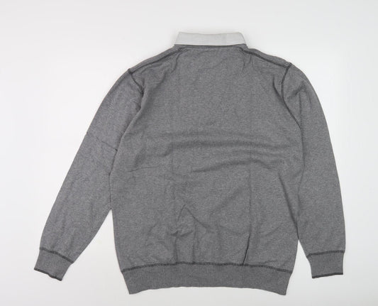 Next Men's Grey Henley Jumper L - Casual Collared Style