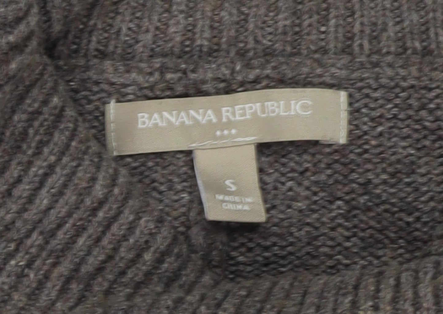 Banana Republic Women's Grey Striped Roll Neck Jumper S