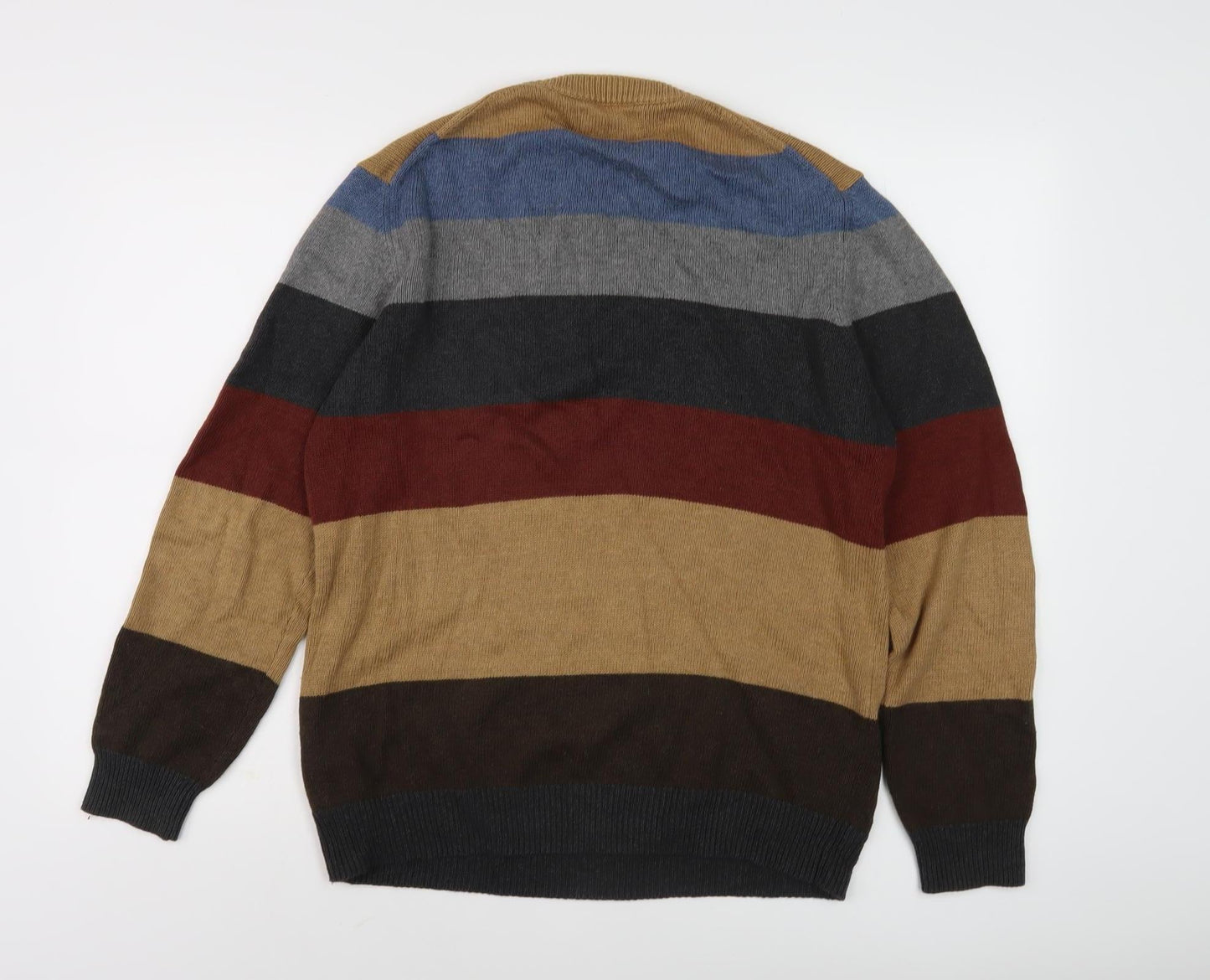 Springfield Men's Multicoloured Striped Pullover Jumper S