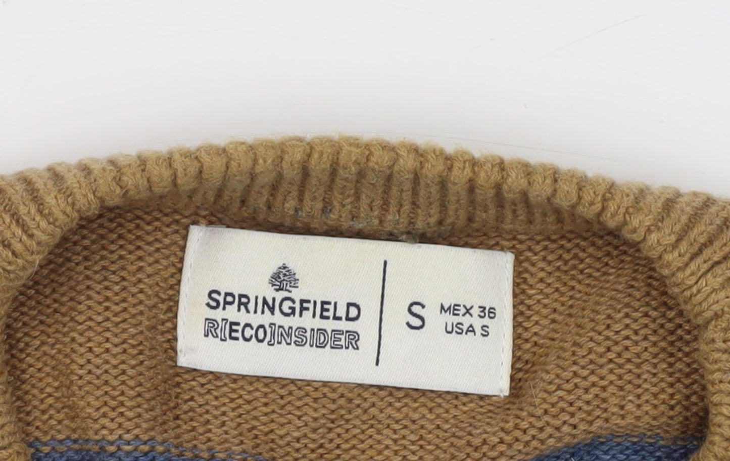 Springfield Men's Multicoloured Striped Pullover Jumper S