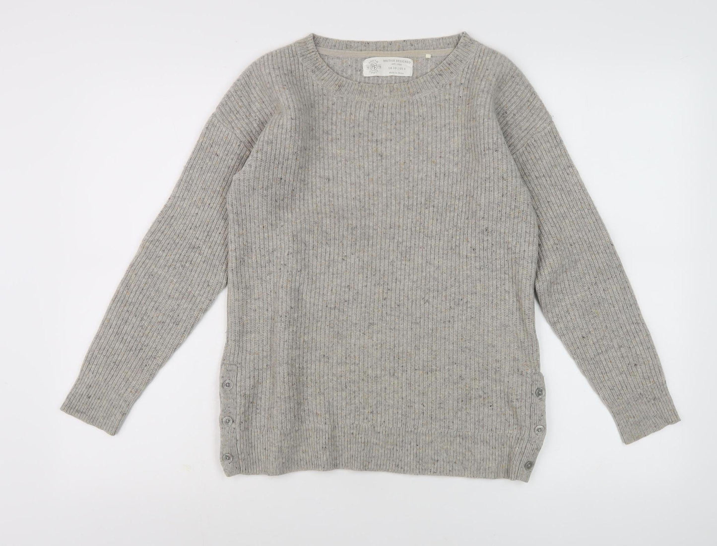 FF South Coast Women's Grey Wool Pullover Jumper, Size 10, Crew Neck