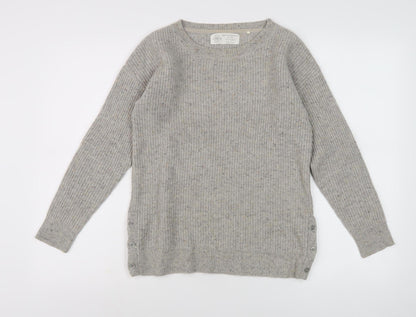 FF South Coast Women's Grey Wool Pullover Jumper, Size 10, Crew Neck