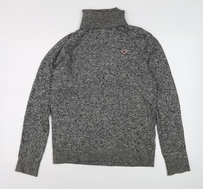 Hollister Men's Grey Roll Neck Pullover Jumper M