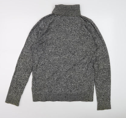 Hollister Men's Grey Roll Neck Pullover Jumper M