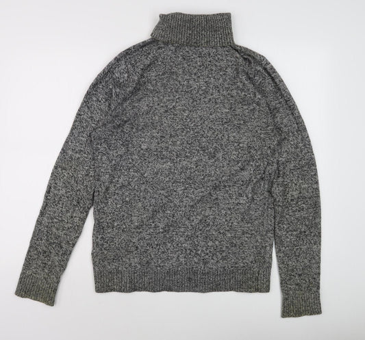 Hollister Men's Grey Roll Neck Pullover Jumper M