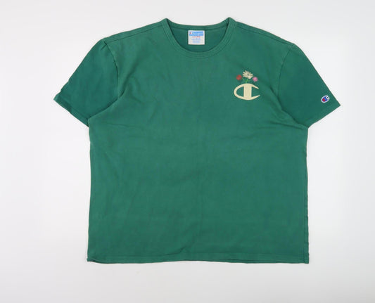 Champion Unisex Green XL T-Shirt, Crew Neck, Cotton Jersey
