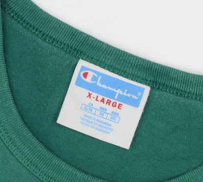 Champion Unisex Green XL T-Shirt, Crew Neck, Cotton Jersey
