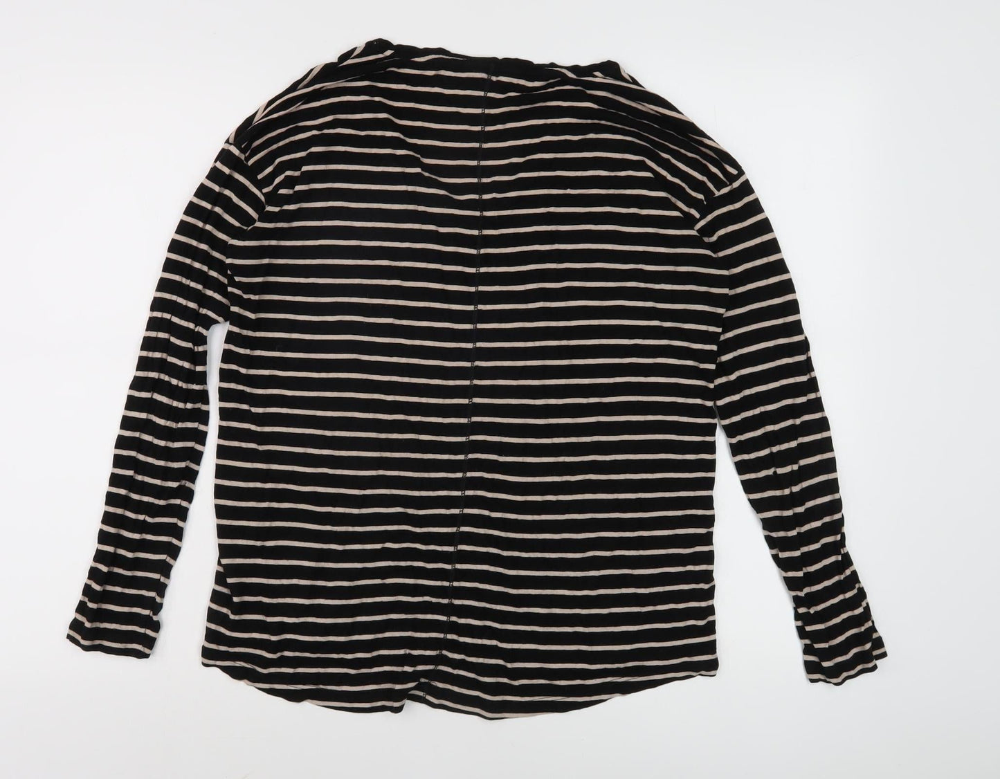 FatFace Women's Black Striped V-Neck Long Sleeve Top