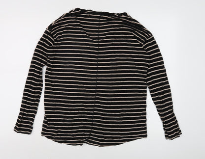 FatFace Women's Black Striped V-Neck Long Sleeve Top