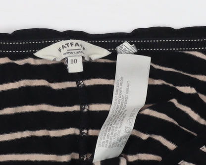 FatFace Women's Black Striped V-Neck Long Sleeve Top