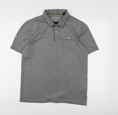 Ted Baker Grey Men's Polo Shirt Size 3 Button Accents