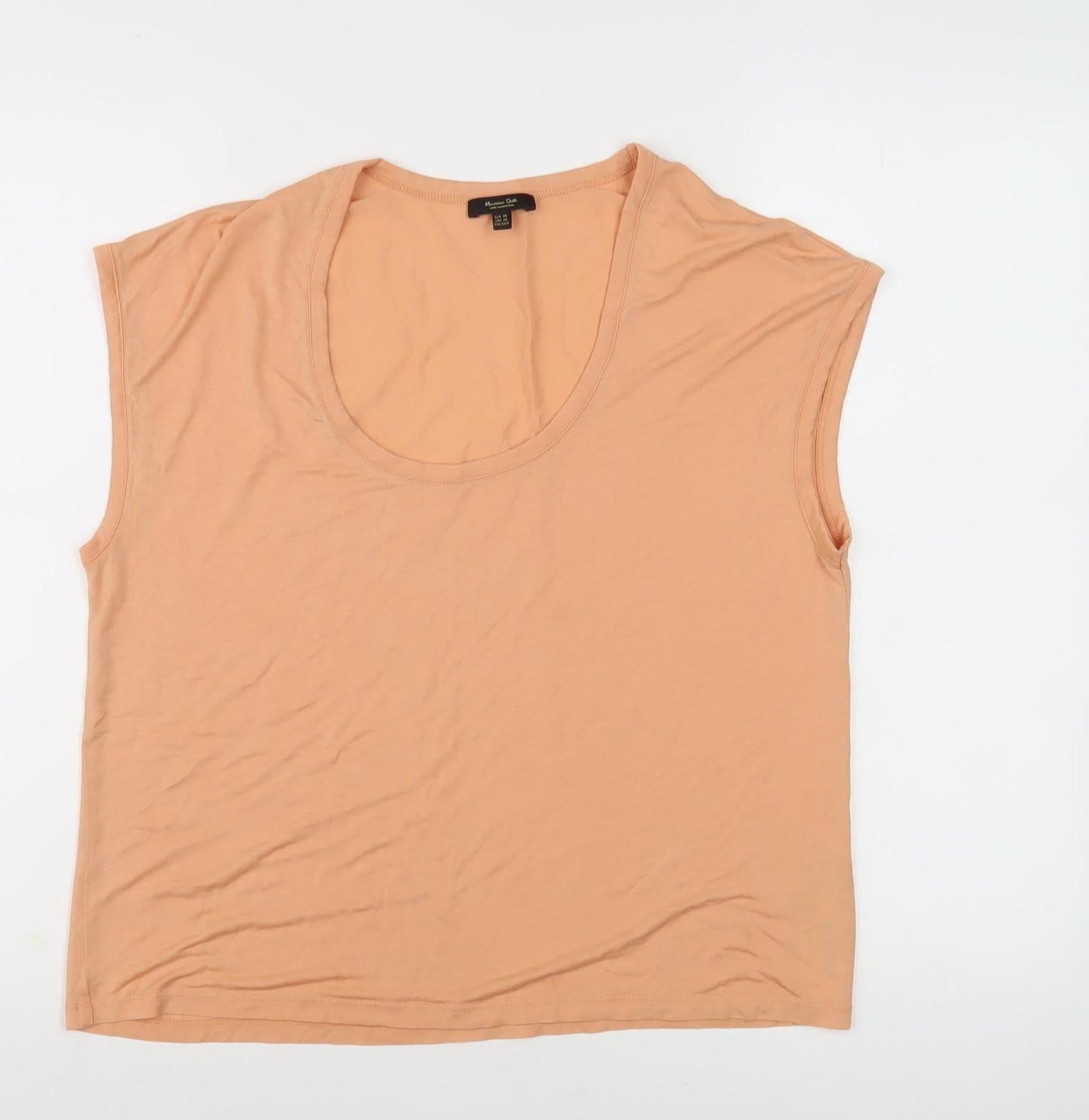 Womens UK Size XS Massimo Dutti Beige Basic T-Shirt